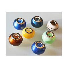 Lampwork rondelle 13-14x8-10mm mix kleur per 3 stuks.
