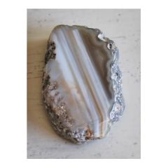 Kraal Agaat grijs-wit gestreept, 35x25x8mm