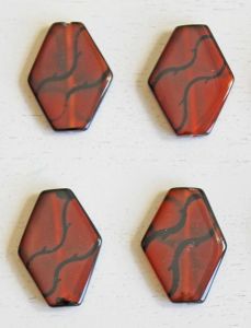 Agaat Hexagon bruin transparant, 40x28x4mm. Per stuk.