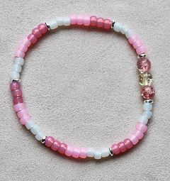 Armband roze en witte 4mm Miyuki kraaltjes
