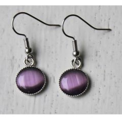 Oorbellen lila-paars cateye 10mm