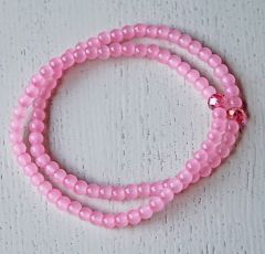 Armband roze ronde 4mm kralen, 17-18cm.