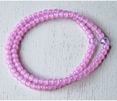 Armband ronde 4mm lila glaskralen, 17-18cm
