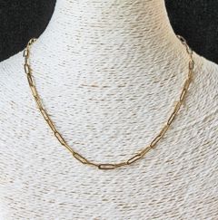 Paperclip ketting, rvs, goldplated, 41cm + verlengketting