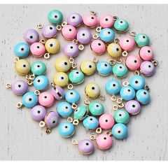 Bedel pastelkleuren boze oog 9.5x6.5x4.5-6mm, per 5 stuks. 