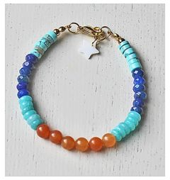 Armband kleurrijk, Jade, Jasper, Aventurijn en Howliet. 19cm.