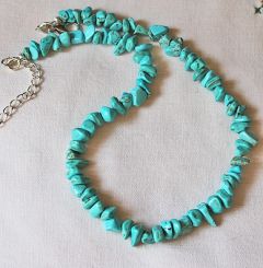 Ketting turkoois kleur splitkralen, 41cm + verlengketting