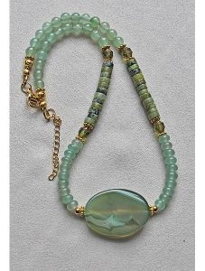 Ketting groene Agaat met Aventurijn en Serpentijn, 42cm
