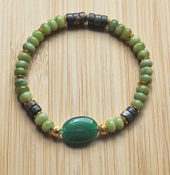 Armband Agaat en Serpentijn, 19cm.