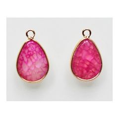 Druppel hanger facetgeslepen crackle Agaat roze camellia, 23x14mm. Per stuk.