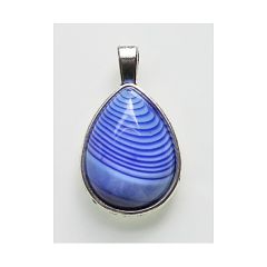 Hanger druppel gestreepte blauwe Agaat, 36x21mm