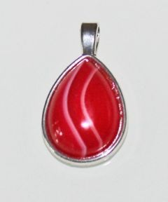 Hanger druppel Agaat rood gestreept, 36x21mm.