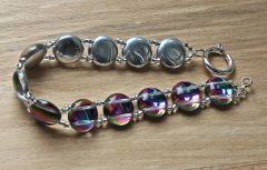 Armband vitrail kleurige 12mm kralen met kristal kralen