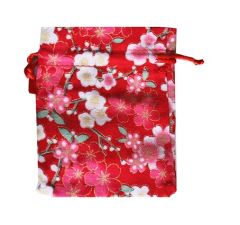 Cadeau zakje voor sieraden, 10x8cm, rood gebloemd