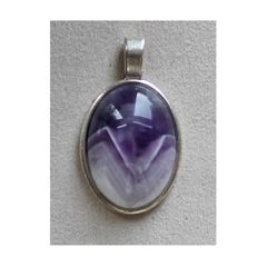 Hanger amethist ovaal 20x25mm, paars-wit.