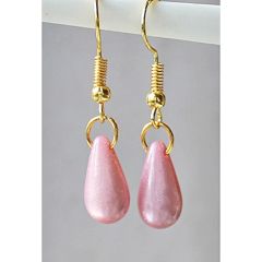 Oorbellen druppeltje lila-roze 12x8mm