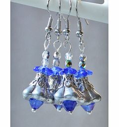 Oorbellen zilver met donker saffierblauw