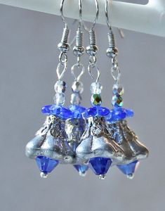 Oorbellen zilver met donker saffierblauw