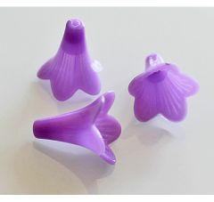 Plastic kralenkapje lila trompetbloem, 24x21mm. Per 5 stuks.