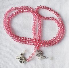 Brille koord facetgeslepen pioenroze AAA kwaliteit glaskralen, 75cm