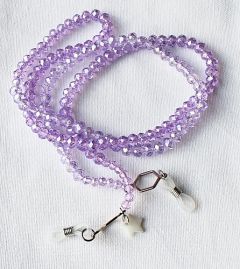 Brille koord lila facetgeslepen AAA kwaliteit glaskralen, 75cm