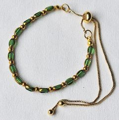 armband facetgeslepen transparant groene kralen met schuifsluiting