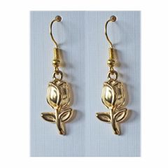 Oorbellen roestvrij staal, goldplated tulpje