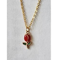 Ketting rood met groen tulpje 