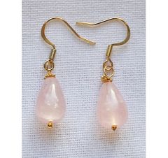 Oorbellen Rozekwarts druppel, 15x11mm.