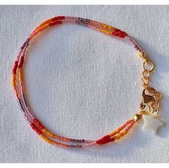 Armband Miyuki delica 2mm kralen lila-roze geel-rood