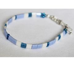 Armband Miyuki tila kralen blauw en wit