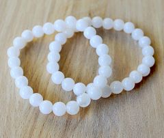 Armband Acryl kralen, 8mm imitatie witte jade