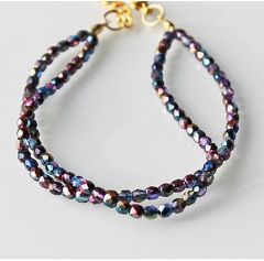 Armband facetgeslepen firepolished 4mm meerkleurige kralen, 2 rijen