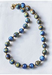 Ketting blauw gevlamde resin 12mm kralen