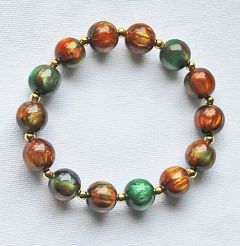 Armband 12mm multikleur gevlamde resin kralen