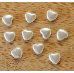 Acryl mat glanzend wit hartje 10x10mm, 4 stuks.