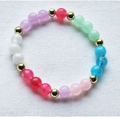 Armband 8mm acryl kralen veelkleurig, 18cm.