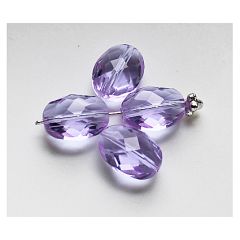 Facetgeslepen ovalen AAA kristal kralen lila kleur, 13x10x7mm. Per 3 stuks.