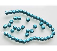 Zakje facetgeslepen mat pastel metallic emerald 6mm kralen. Per 30 stuks.