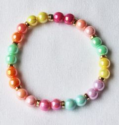 Armband zonnige 8mm acryl kralen, 18-19cm