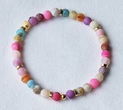 Armband matte gekleurde agaatkralen 6mm