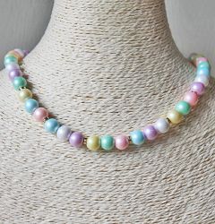 Ketting 10mm matte pastel kleurige acryl kralen