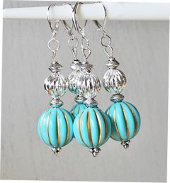 Oorbellen Boho turkoois met zilver