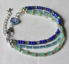 Armband 3 snoertjes Miyuki rocailles en glaskralen