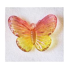 Hanger acryl vlinder roze-gelig-transparant 30x25mm. Per stuk.