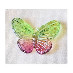 Hanger acryl vlinder groenig-roze-transparant 30x25mm. Per stuk.