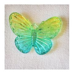 Hanger acryl vlinder gelig-turkoois-transparant 30x25mm. Per stuk.