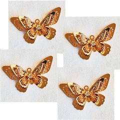 Hanger Vlinder, goudkleurig dun metaal, 3 sets vleugeltjes