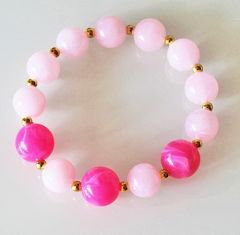 Armband roze en cerise, 14 en 16mm.