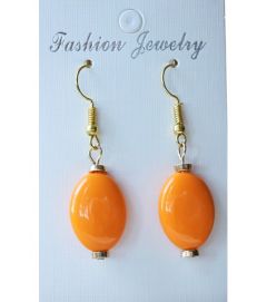 Oorbellen ovalen kralen oranje